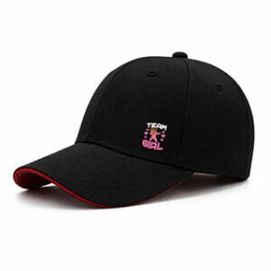 Team Girl Baseball Cap Black Pink Design