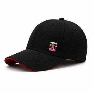 Team Girl Baseball Cap Black Pink Design